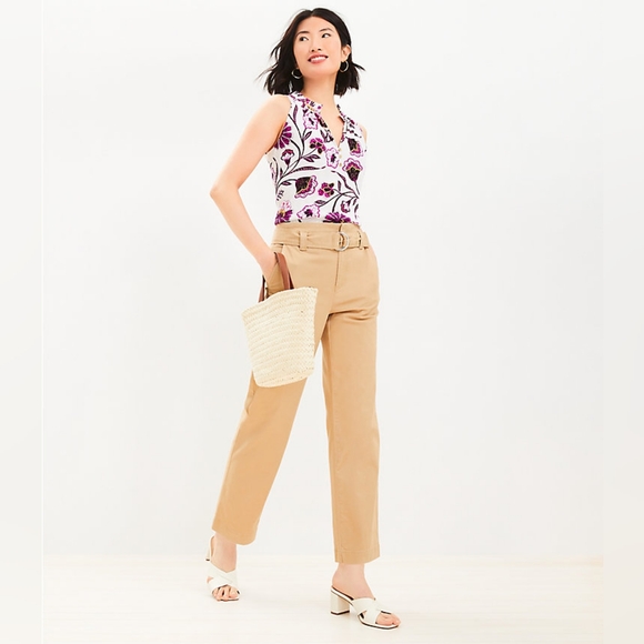 Belted Straight Pants in Twill sz 6 NWT - Picture 1 of 3